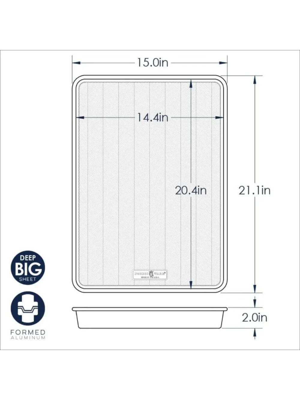 Extra Large 21x15 Baking Pan - Textured Aluminum for Roasting, Baking & Broiling